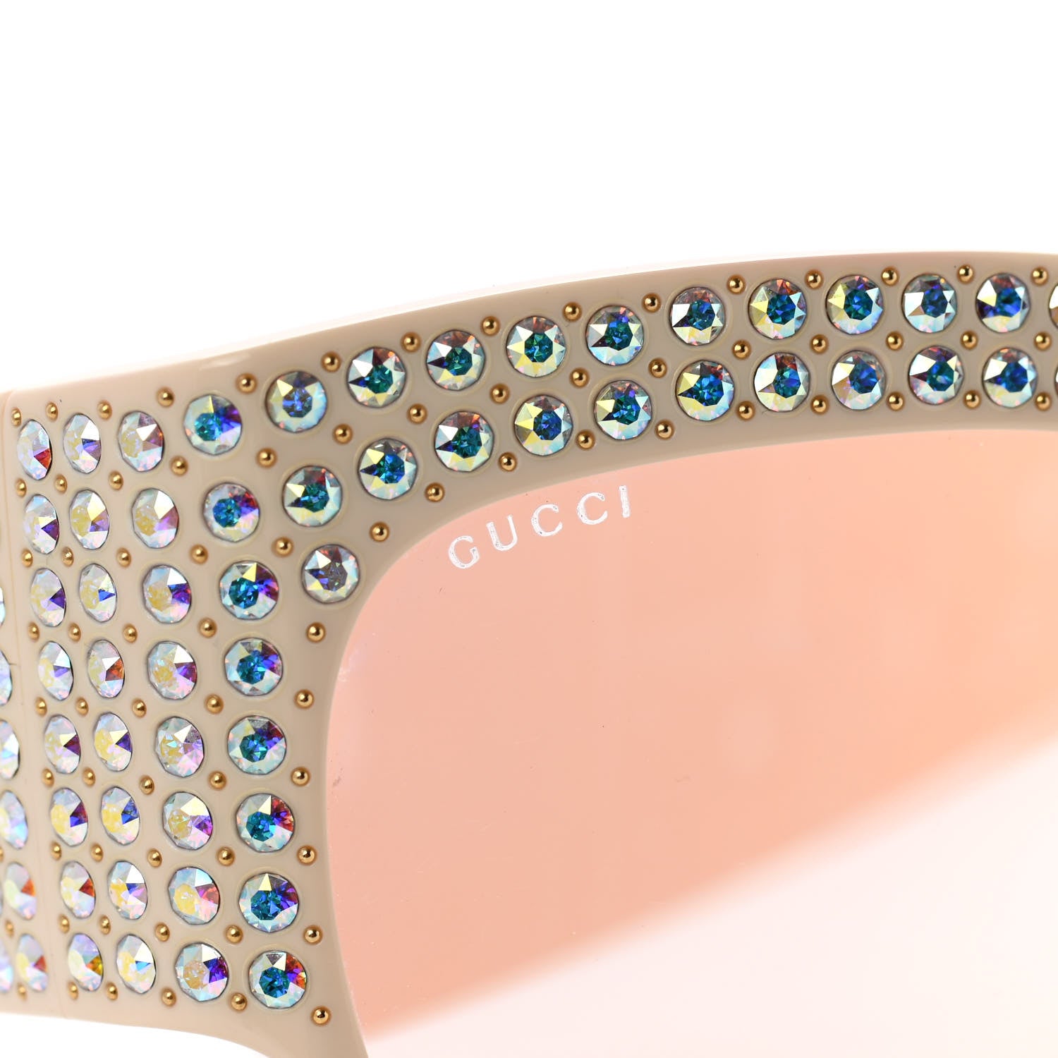 Gucci Acetate Crystal Oversize Hollywood Forever Sunglasses GG0144S Ivory 8 of 10