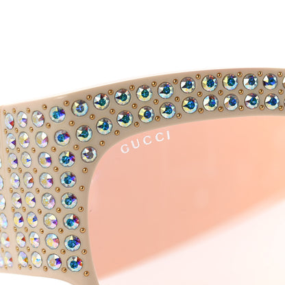 Gucci Acetate Crystal Oversize Hollywood Forever Sunglasses GG0144S Ivory 8 of 10