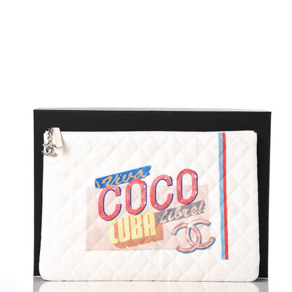 Chanel Canvas Large Coco Cuba Cosmetic Case Yellow Turquoise 11 of 11