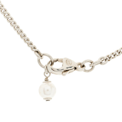 Chanel Pearl Crystal CC Pendant Necklace Silver 4 of 5