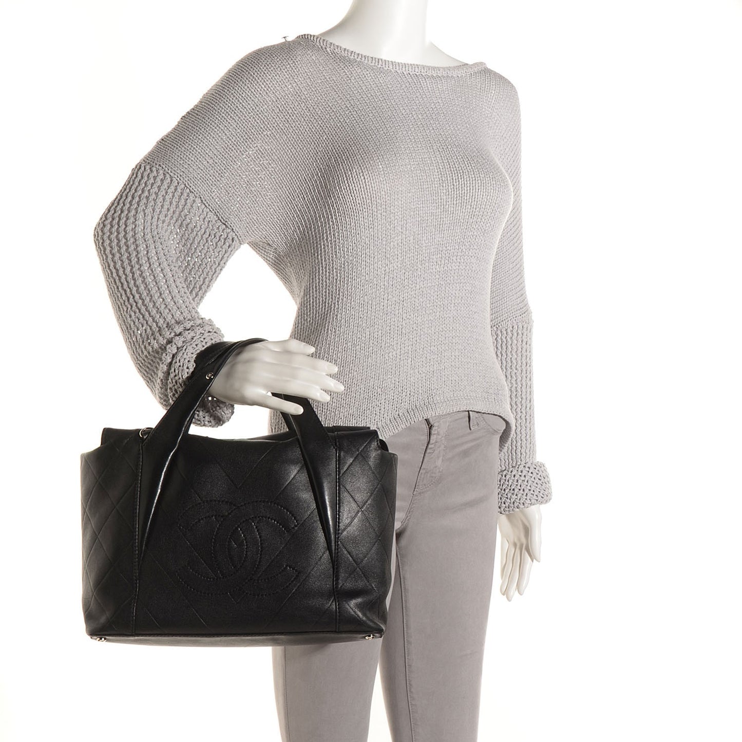 Calfskin CC Chevron All Day Long CC Bag Black