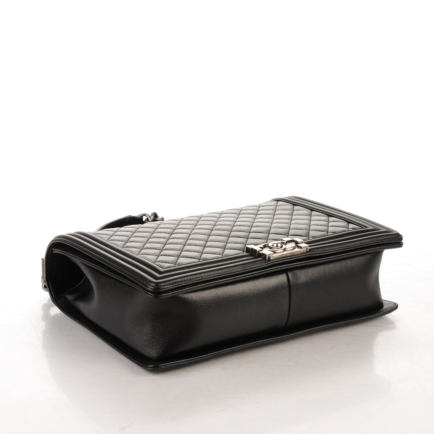 Calfskin Quilted Large Boy Flap Black