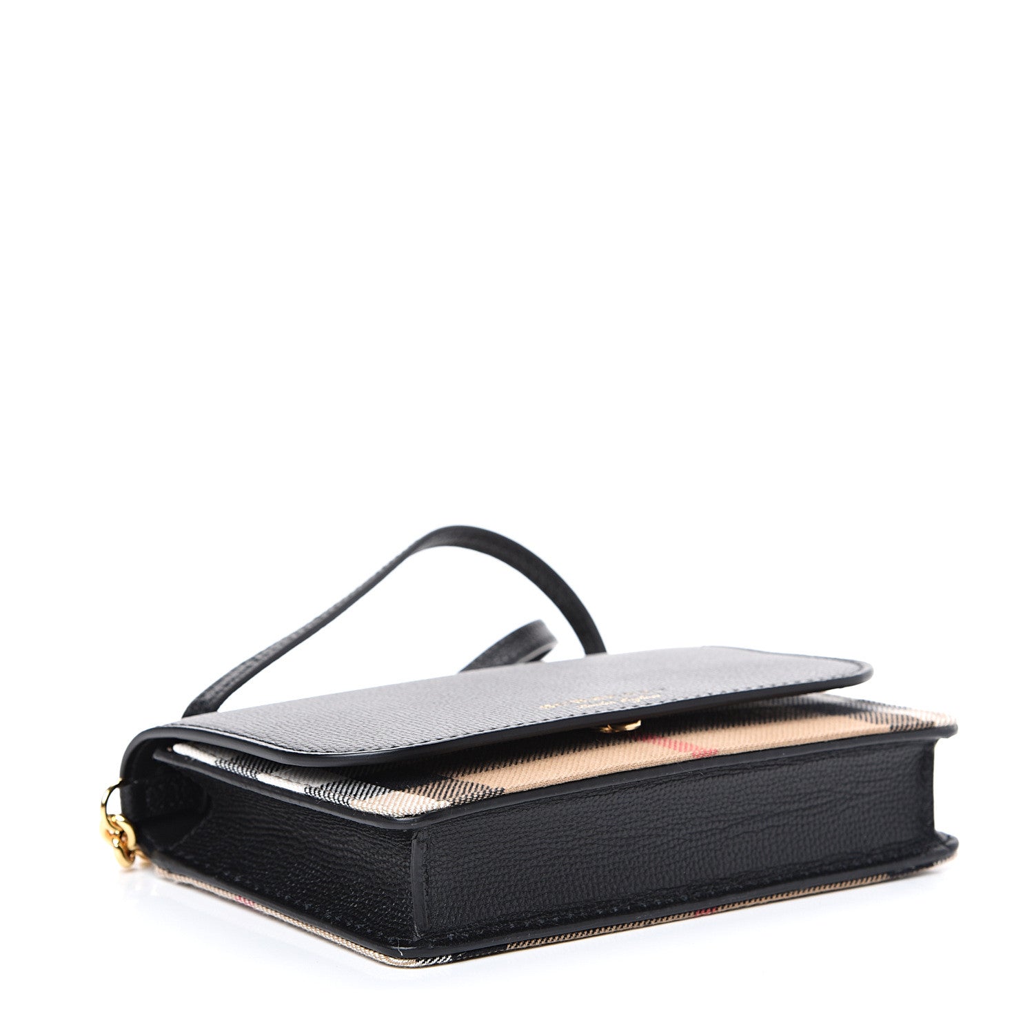 Burberry Derby Calfskin House Check Wallet On Chain Black 3 of 9