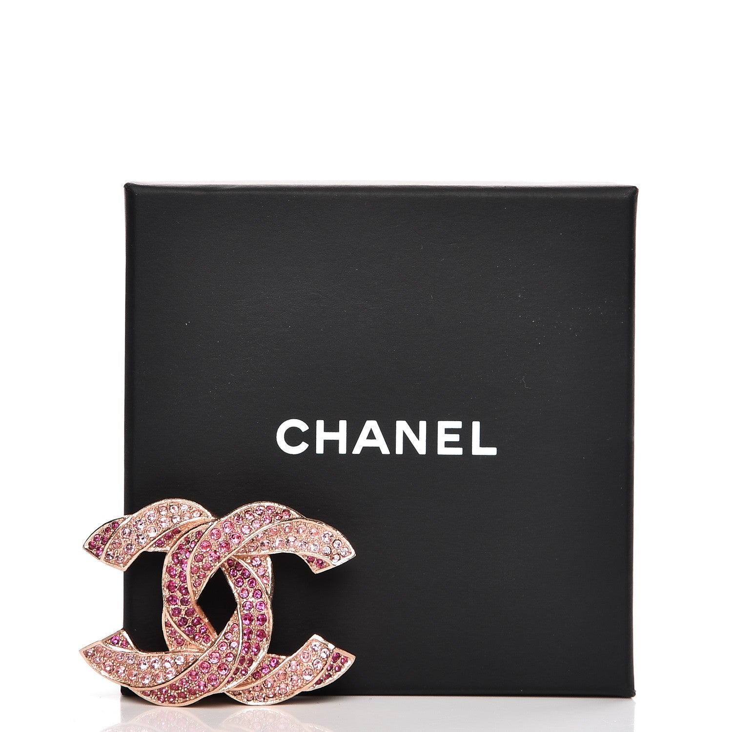 Chanel Crystal Twisted CC Brooch Rose Gold 6 of 6