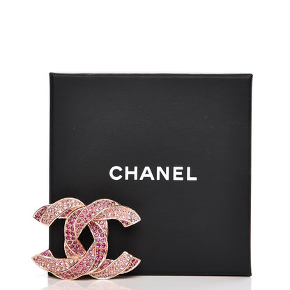 Chanel Crystal Twisted CC Brooch Rose Gold 6 of 6