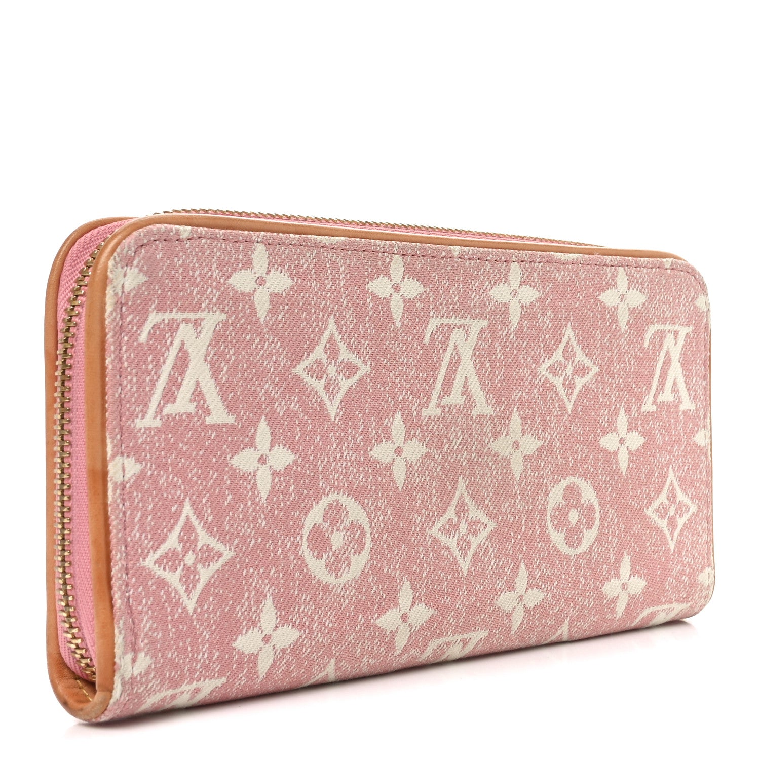Louis Vuitton Denim Monogram Jacquard Zippy Wallet Pink 3 of 8
