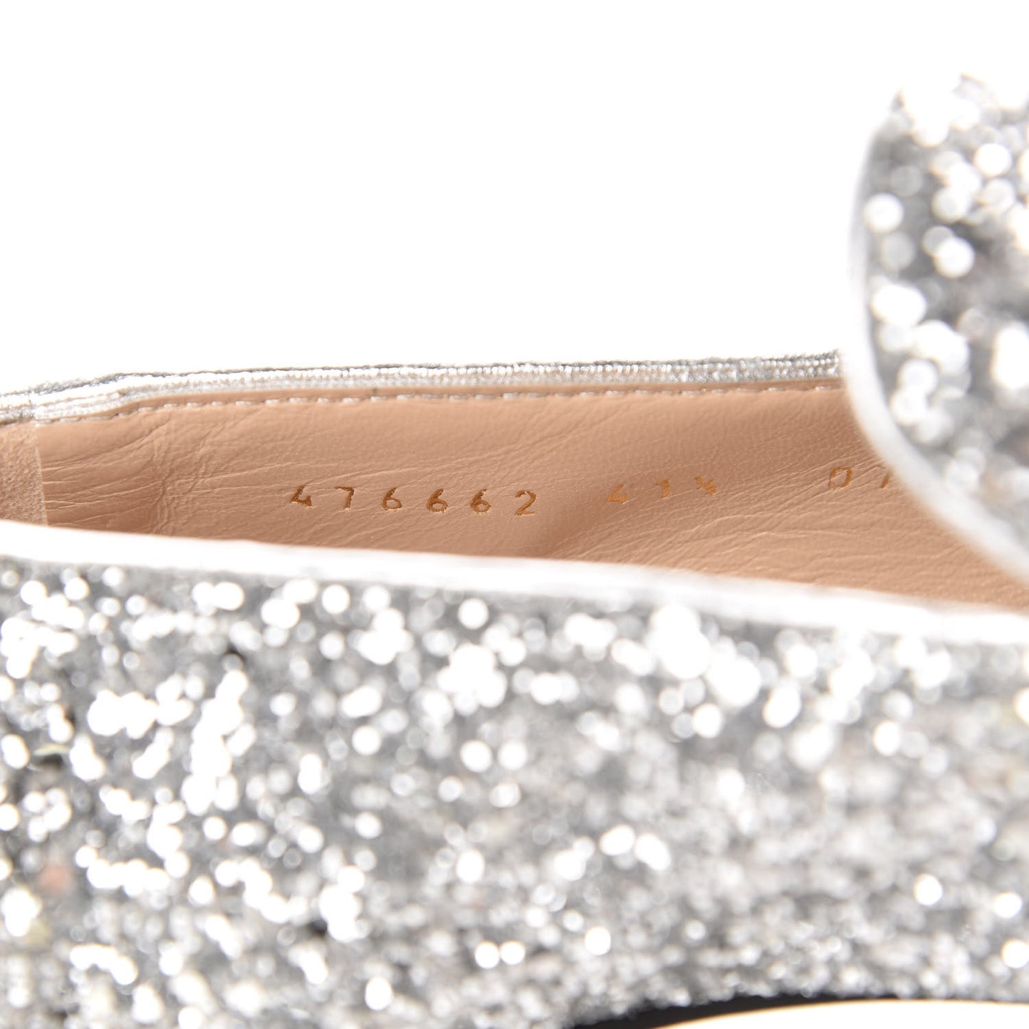 Glitter Nappa Web Peyton 75mm Loafer Pumps 41.5 Argento