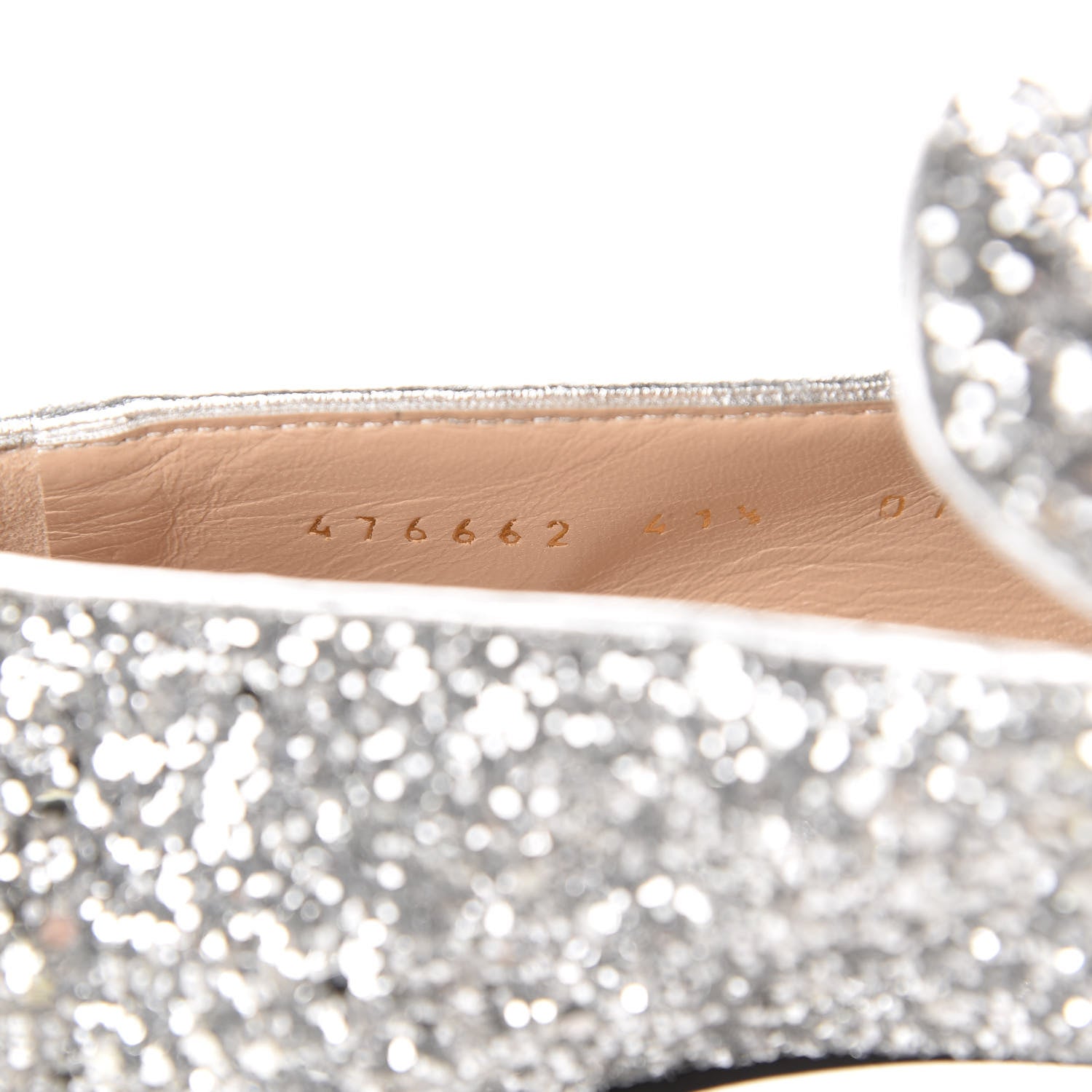 Gucci Glitter Nappa Web Peyton 75mm Loafer Pumps 41.5 Argento 9 of 10
