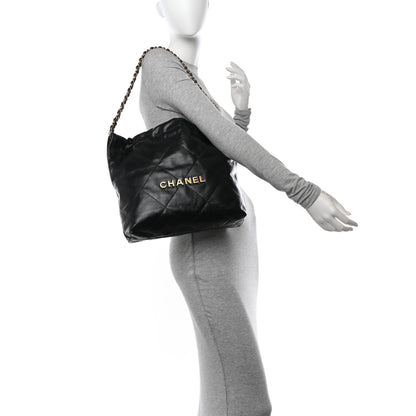Chanel Shiny Calfskin Quilted Small Chanel 22 Black 2 of 11