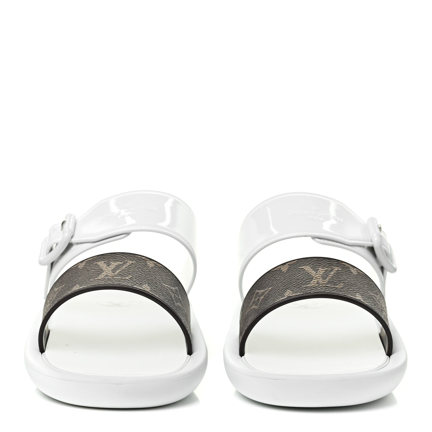 Monogram Sunbath Flat Mule Sandals 39 White