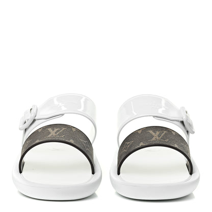 Louis Vuitton Monogram Sunbath Flat Mule Sandals 39 White 2 of 13