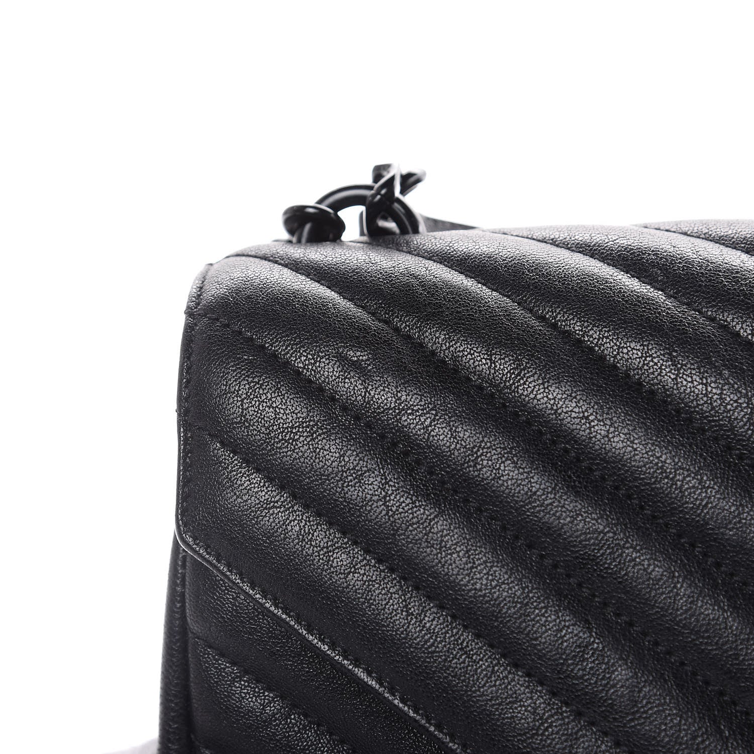 Saint Laurent Sheepskin Matelasse Chevron Monogram Medium College Bag Black 10 of 13