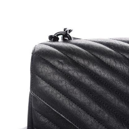 Saint Laurent Sheepskin Matelasse Chevron Monogram Medium College Bag Black 10 of 13