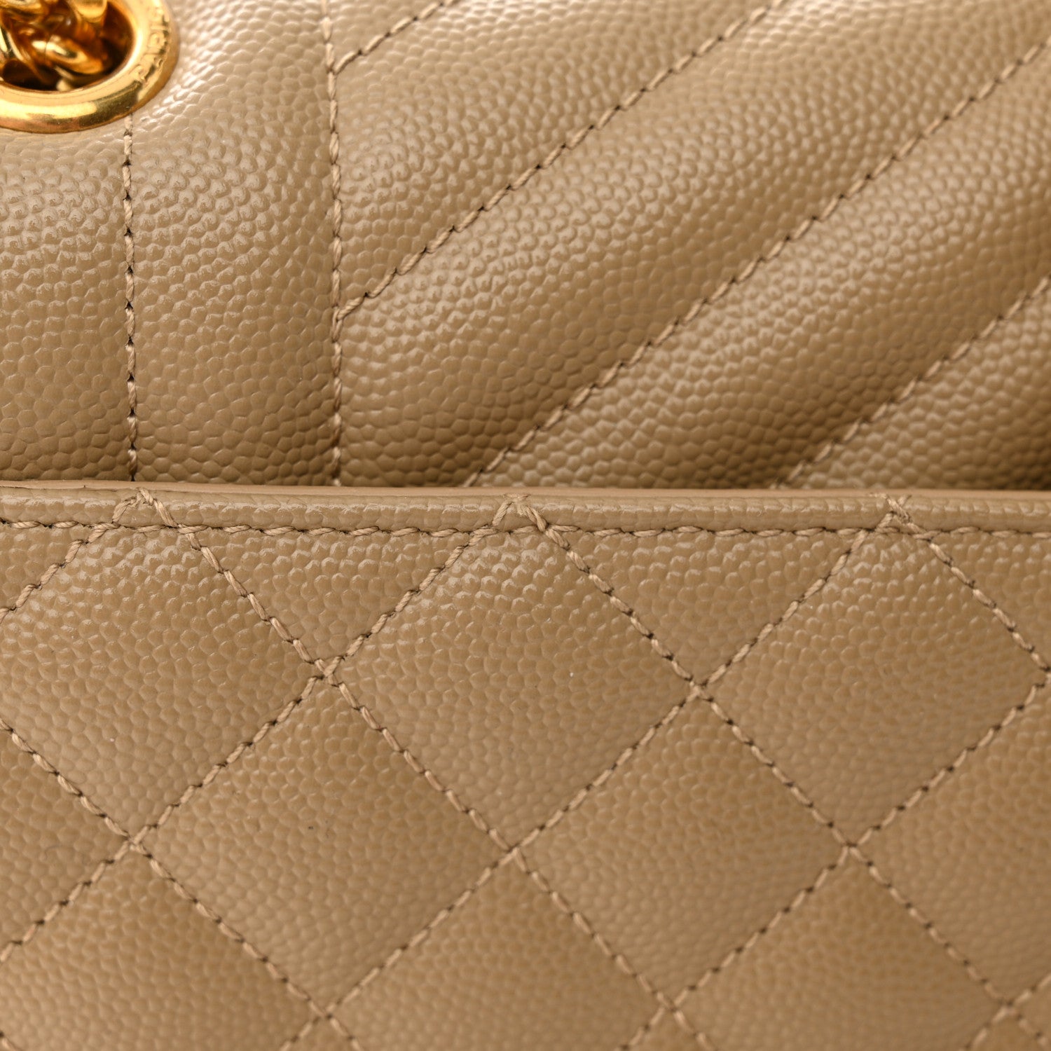 Saint Laurent Grain De Poudre Textured Mixed Matelasse Medium Triquilt Monogram Satchel Dark Latte 10 of 12