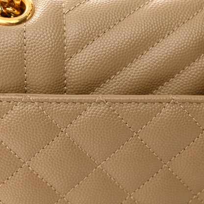 Saint Laurent Grain De Poudre Textured Mixed Matelasse Medium Triquilt Monogram Satchel Dark Latte 10 of 12