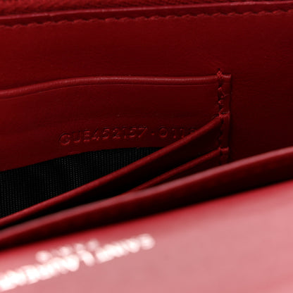 Saint Laurent Calfskin Crocodile Embossed Monogram Sunset Chain Wallet Rouge Eros 7 of 10