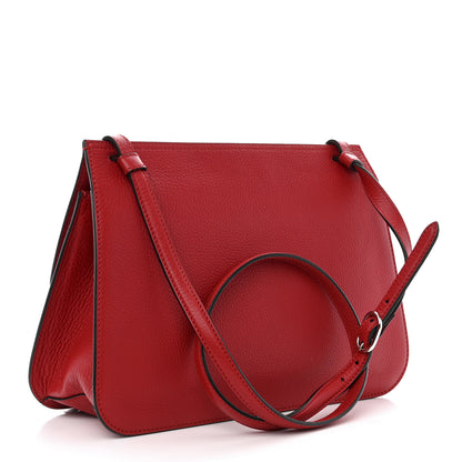 Gucci Pebbled Calfskin Medium Bamboo Daily Flap Shoulder Bag Red 3 of 11
