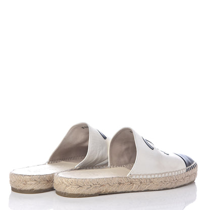 Chanel Iridescent Goatskin CC Espadrille Mules 37 Ivory Black 4 of 7