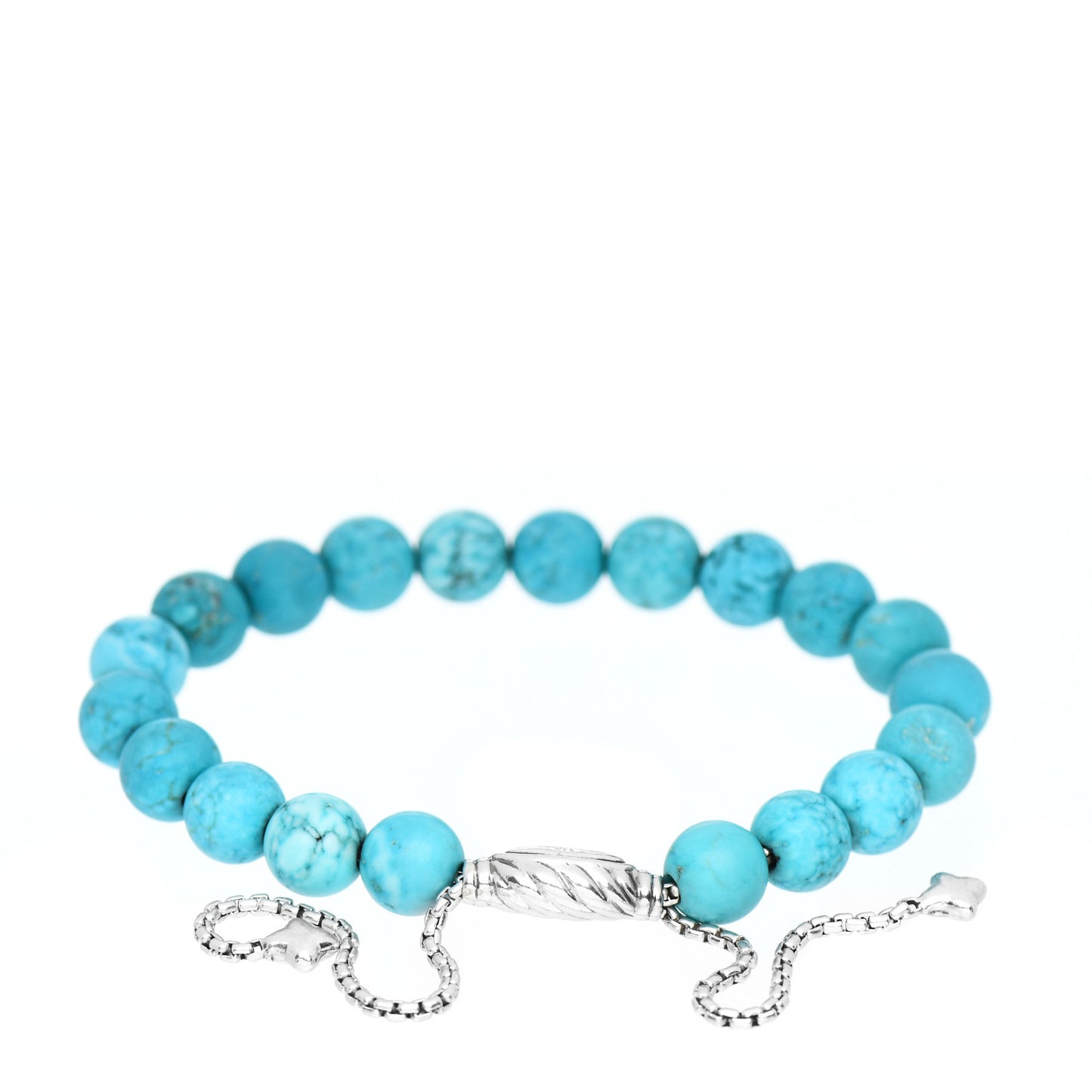 Sterling Silver Turquoise 8mm Spiritual Beads Adjustable Bracelet