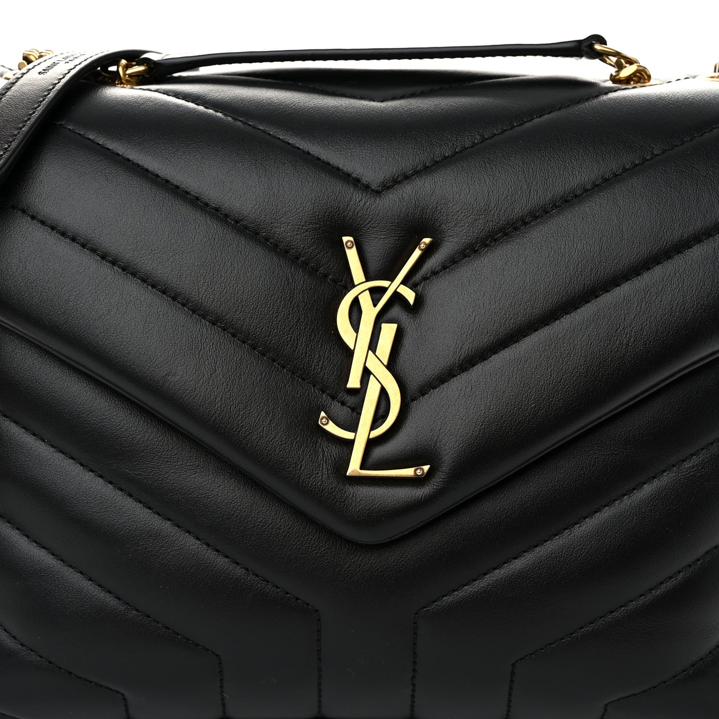 Calfskin Y Quilted Monogram Small Loulou Chain Satchel Black