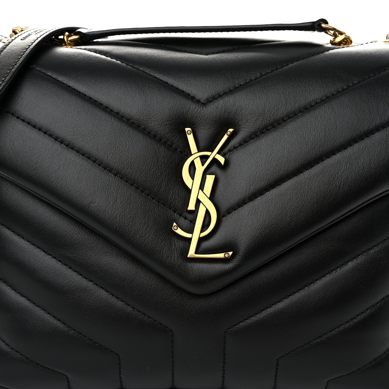 Saint Laurent Calfskin Y Quilted Monogram Small Loulou Chain Satchel Black 8 of 10