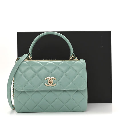 Chanel Lambskin Quilted Small Trendy CC Flap Dual Handle Bag Turquoise 15 of 15