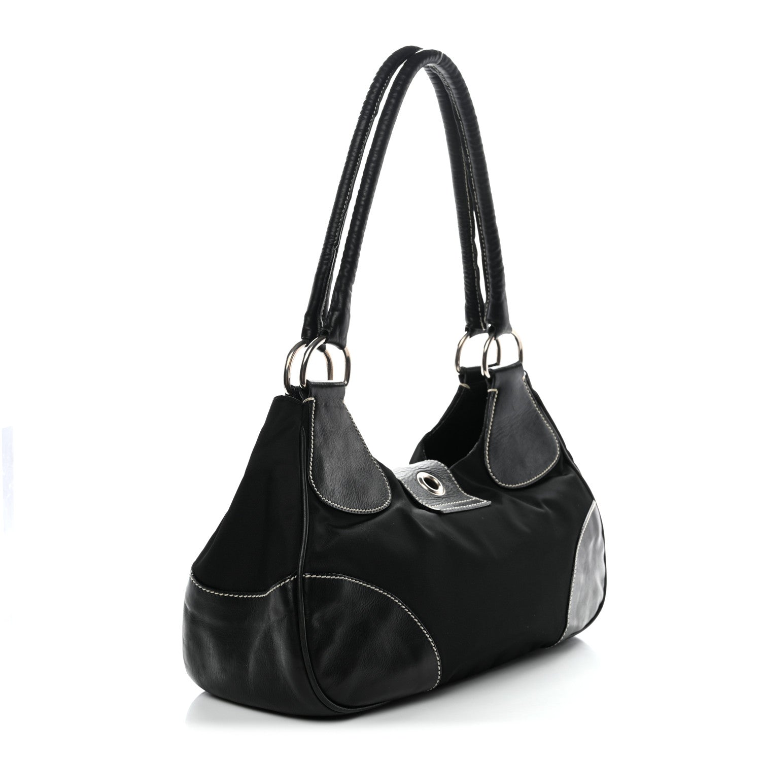 Prada Tessuto Nylon Moon Shoulder Bag Black 3 of 12