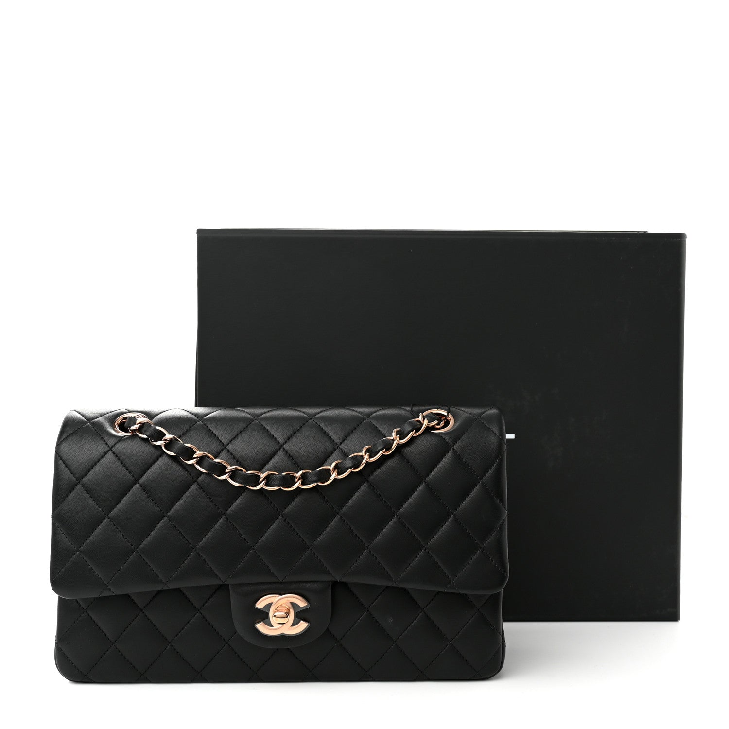 Chanel Lambskin Quilted Medium Double Flap Black 11 of 11