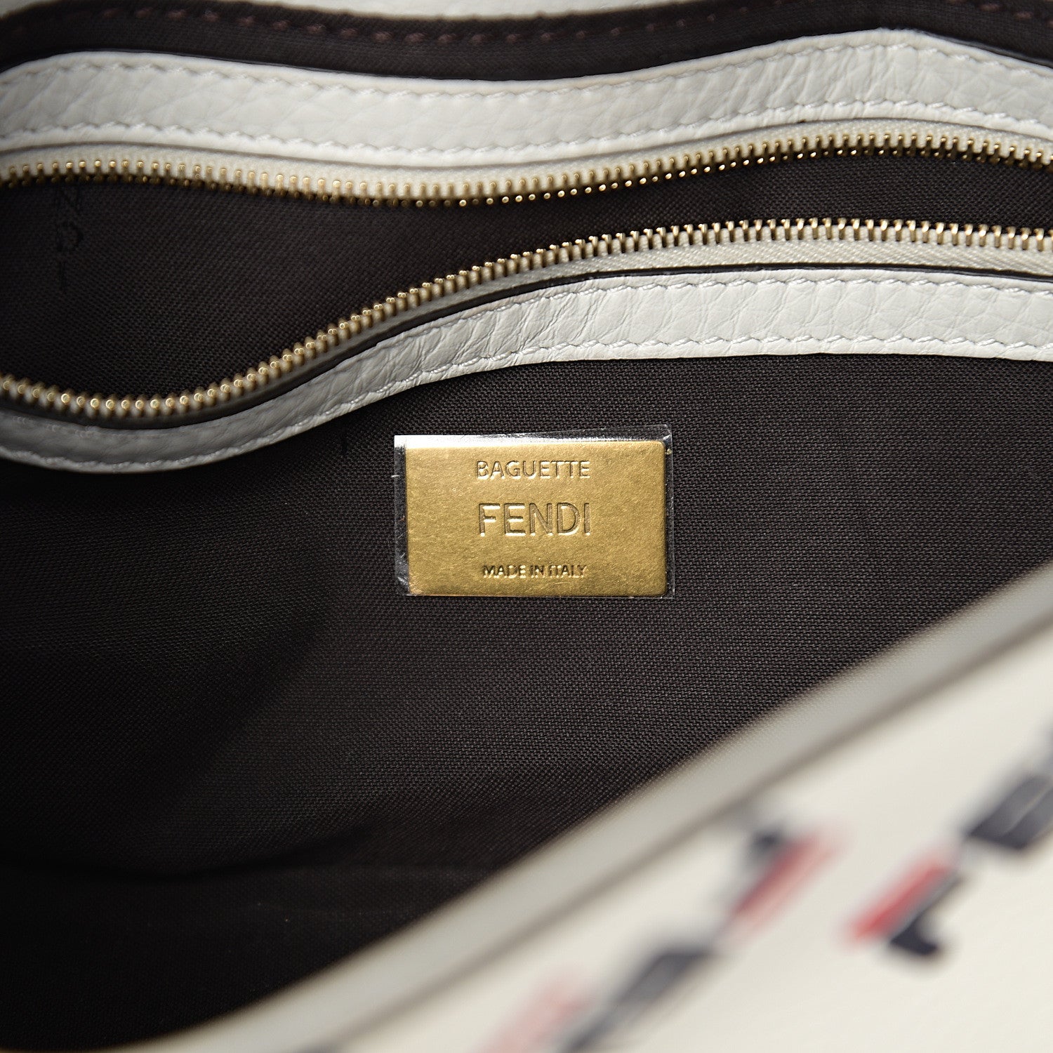 Fendi X FILA Calfskin Mania Fringe Baguette White 5 of 8
