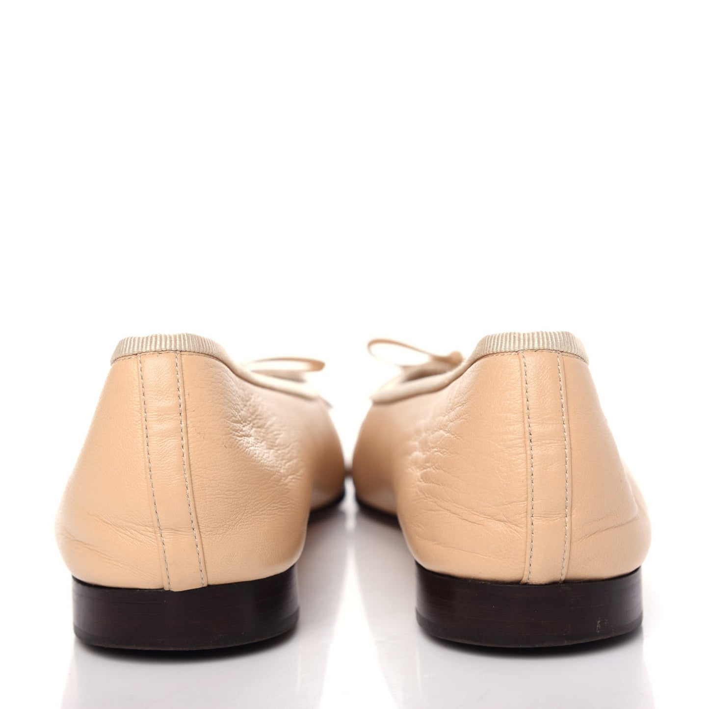 Lambskin Cap Toe CC Ballerina Flats 39.5 Beige Black