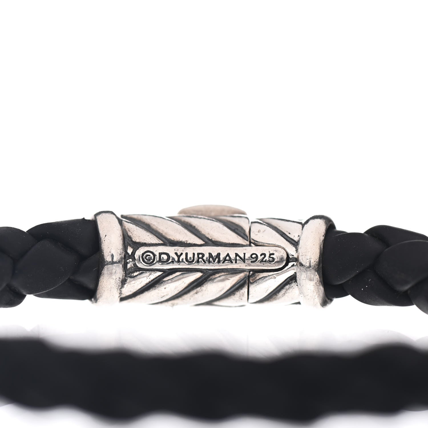 David Yurman Sterling Silver Rubber 8mm Chevron Weave Bracelet Black 3 of 4