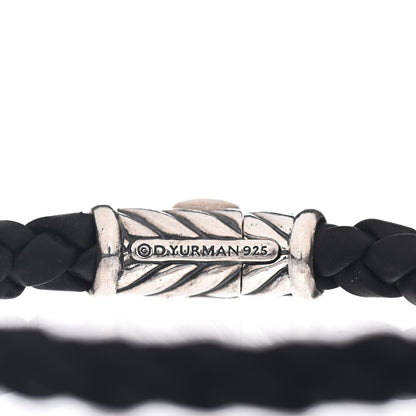 David Yurman Sterling Silver Rubber 8mm Chevron Weave Bracelet Black 3 of 4