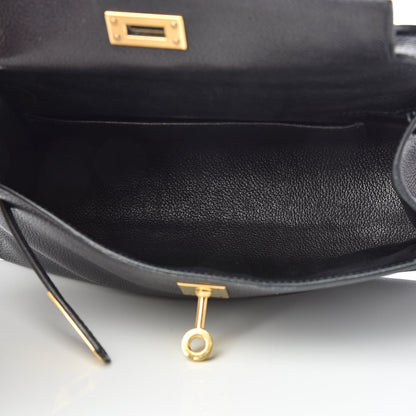 Hermes Evergrain Kelly Pochette Clutch Black 5 of 19
