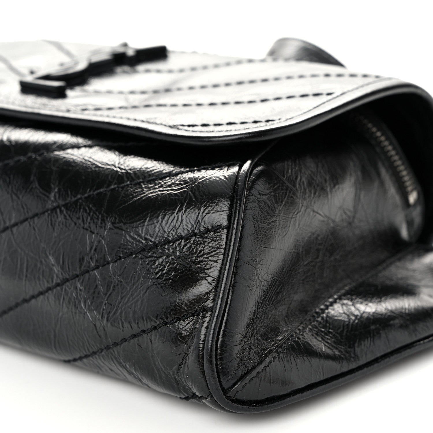 Saint Laurent Crinkled Calfskin Matelasse Monogram Niki Body Bag Black 10 of 11