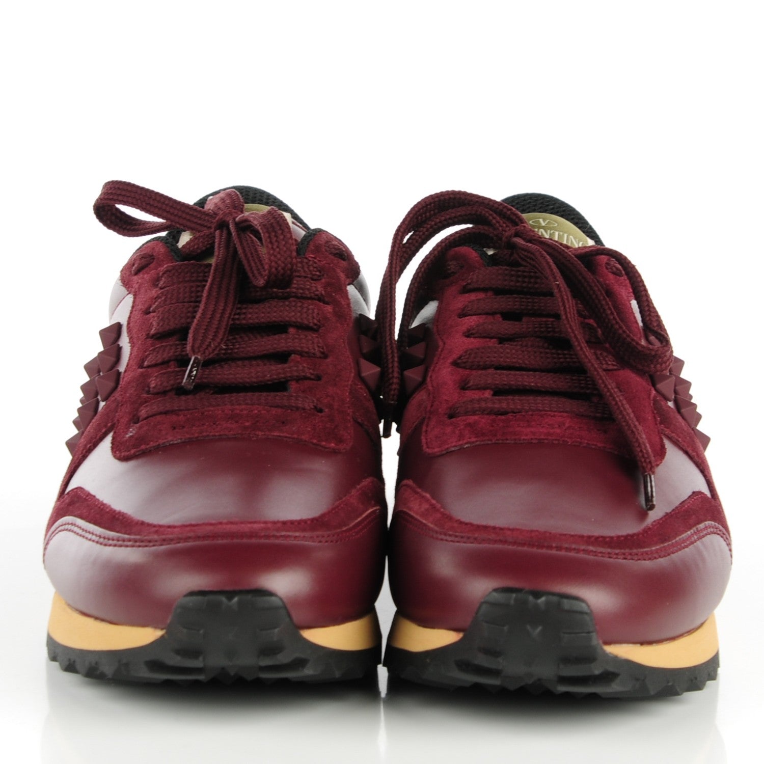 Valentino Garavani Calfskin Suede Rockstud Sneakers 37 Rubin 2 of 7