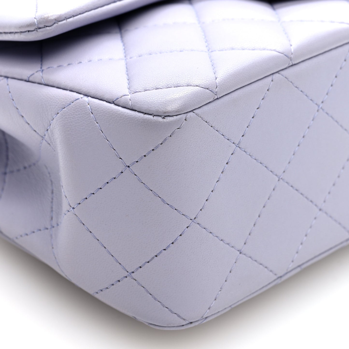 Lambskin Quilted Mini Top Handle Rectangular Flap Light Purple
