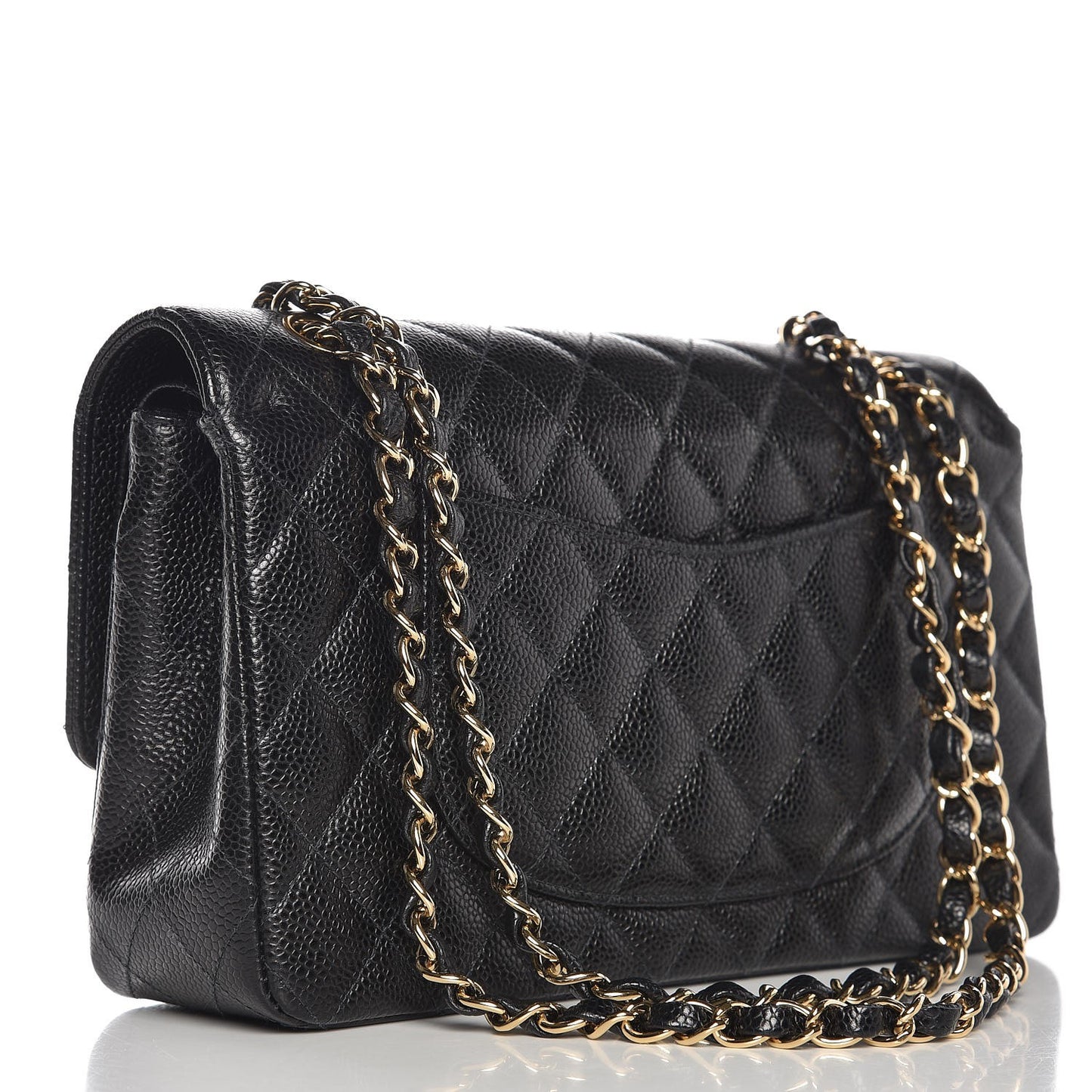 Caviar Quilted Medium Double Flap Black