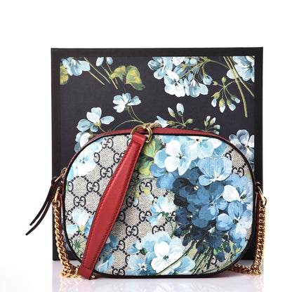 Gucci GG Supreme Monogram Blooms Mini Chain Shoulder Bag Beige Blue Navy Hibiscus Red 8 of 8