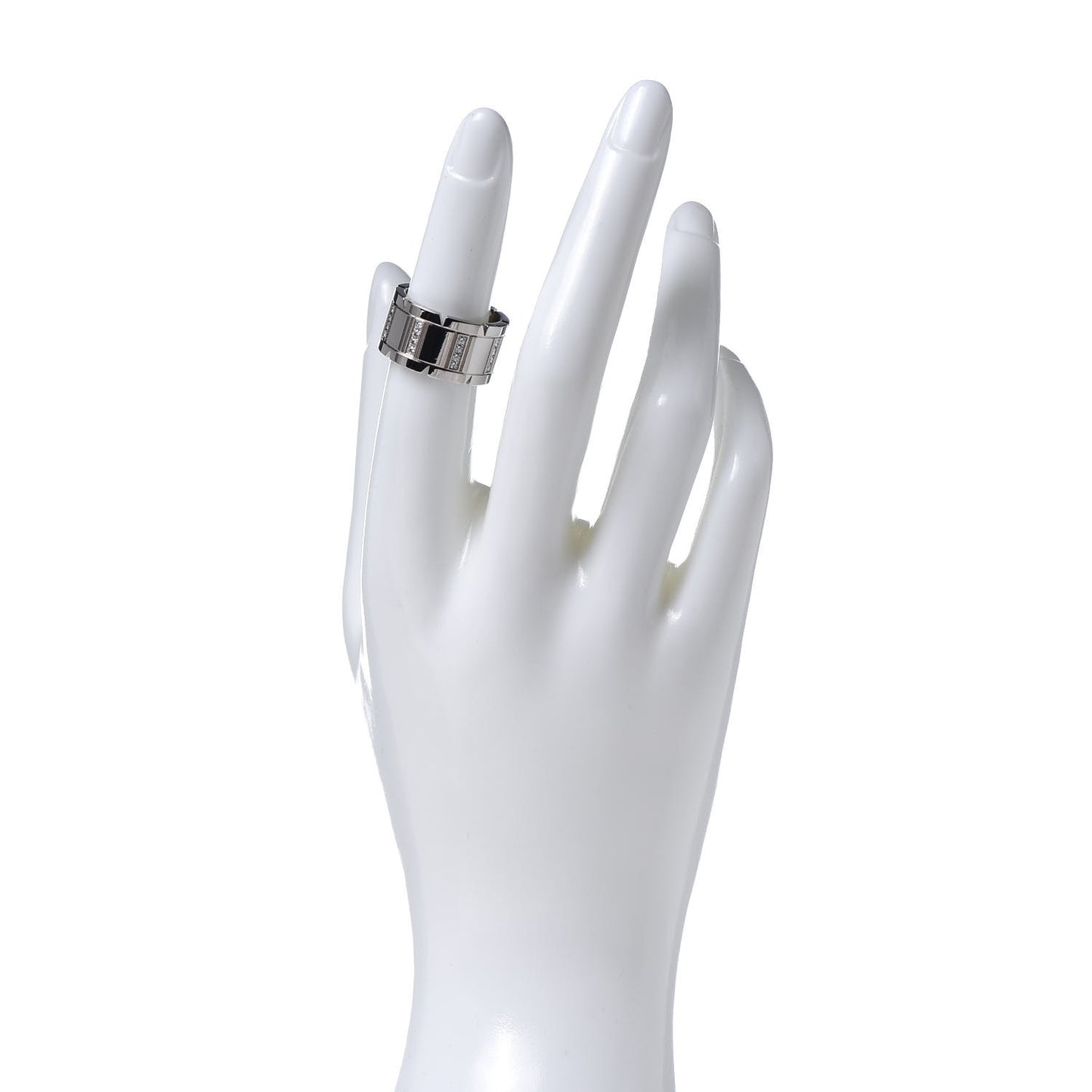 18K White Gold Diamond 11mm Tank Francaise Ring 52 6