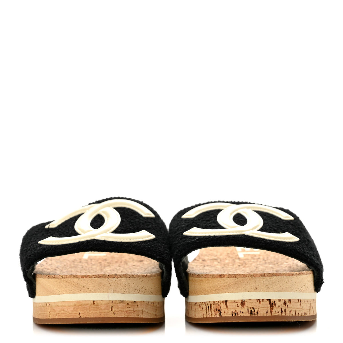 Chanel Tweed Cork CC Mule Sandal 38 Black 3 of 10