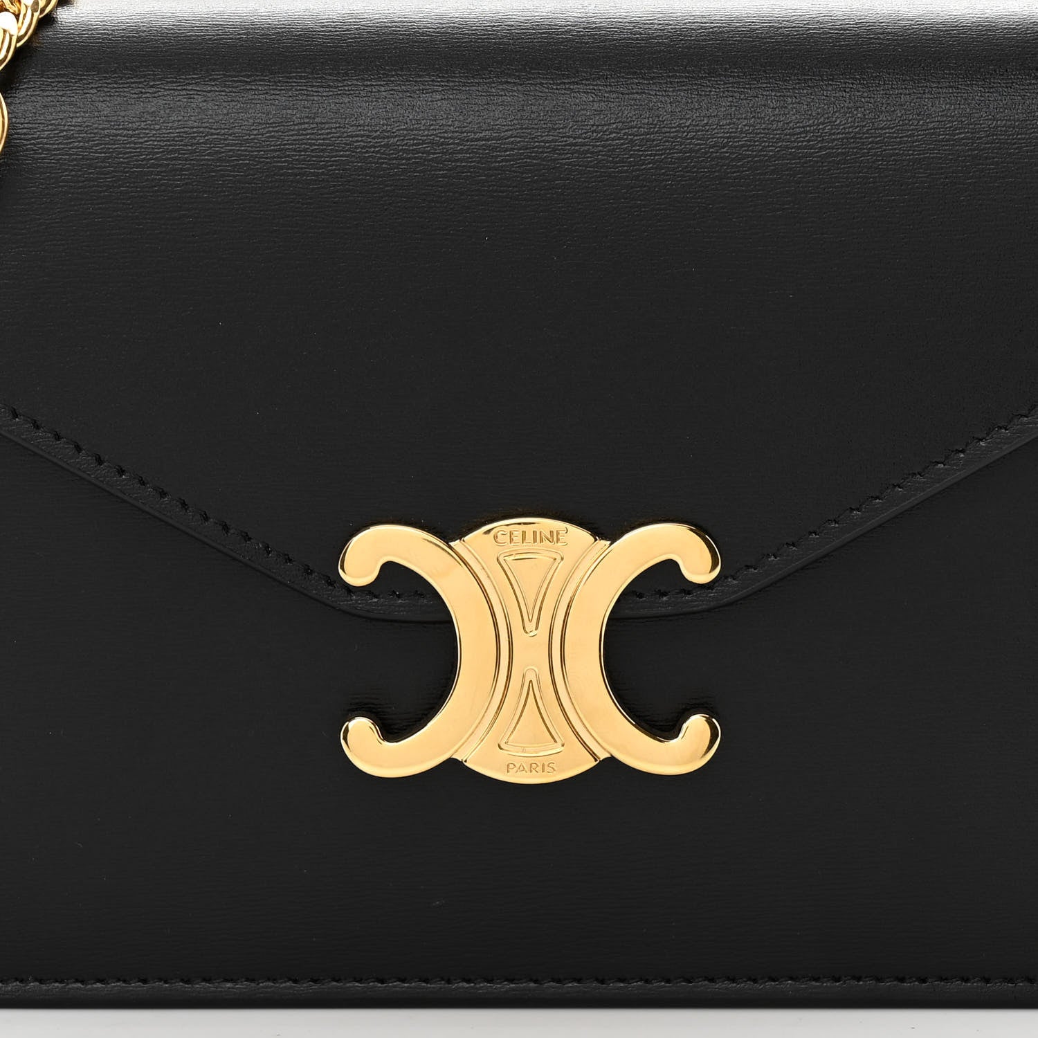 Celine Shiny Calfskin Triomphe Margo Wallet on Chain Black 8 of 12