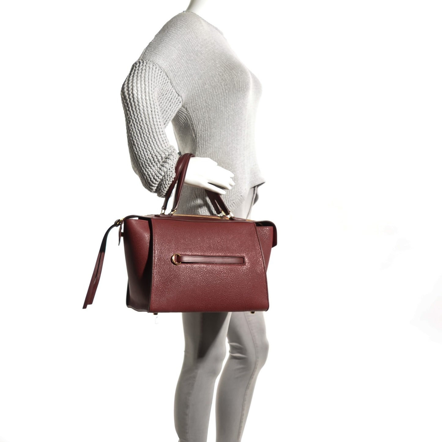 Goatskin Smooth Calfskin Small Ring Bag Dark Ruby