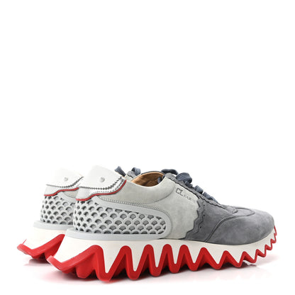 Christian Louboutin Suede Calfskin Mens Loubishark Sneakers 45 Grey Blue 5 of 9