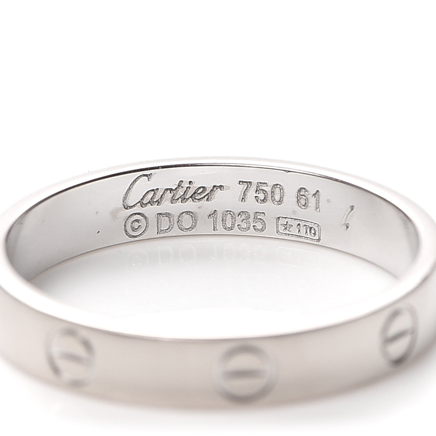 18K White Gold 3.5mm LOVE Wedding Band Ring 61 9.5