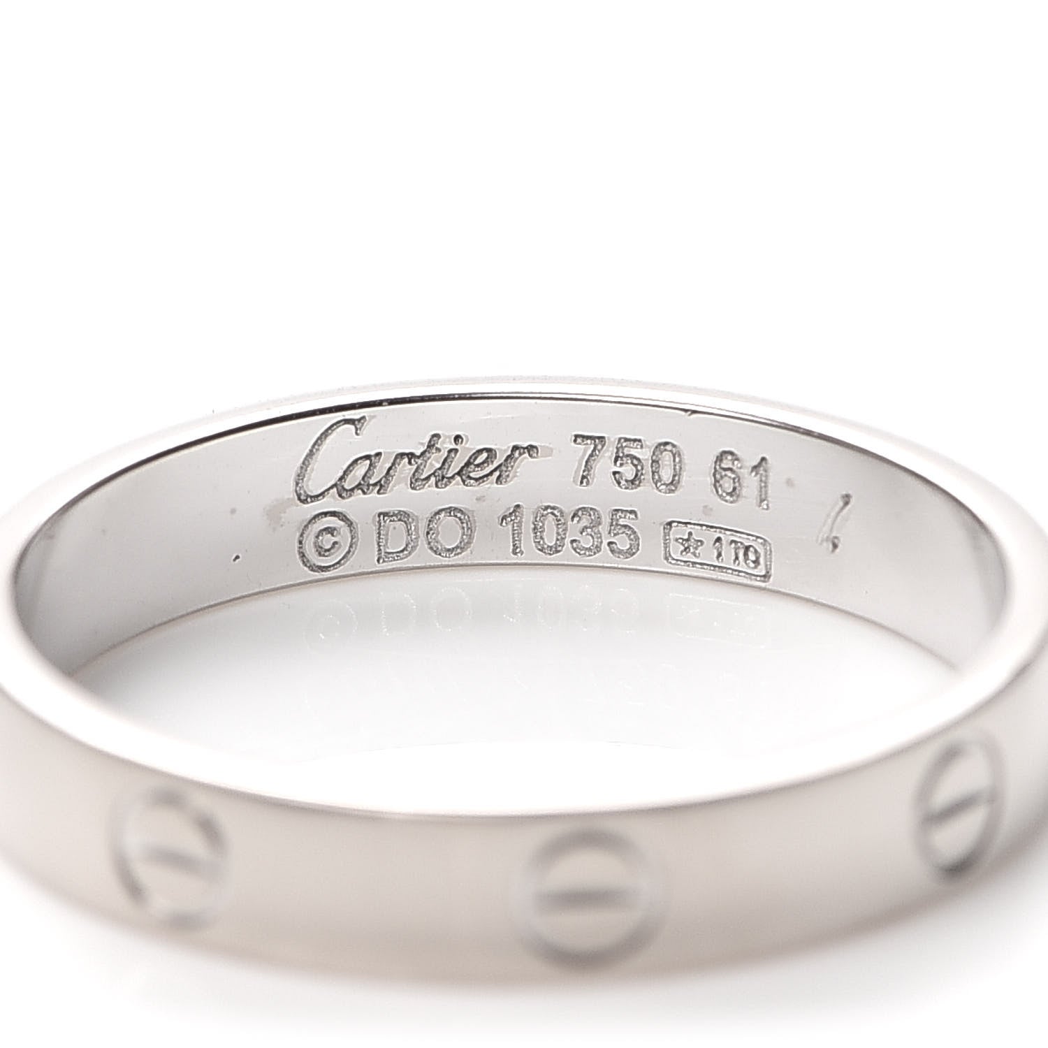 Cartier 18K White Gold 3.5mm LOVE Wedding Band Ring 61 9.5 4 of 4