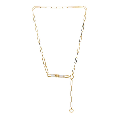 Hermes 18K Yellow Gold Diamond Pave PM Kelly Chaine Lariat Necklace ST 3 of 5