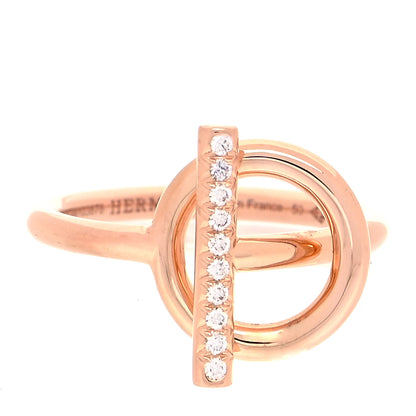 Hermes 18K Rose Gold Diamond PM Echappee Ring 50 5.25 1 of 4