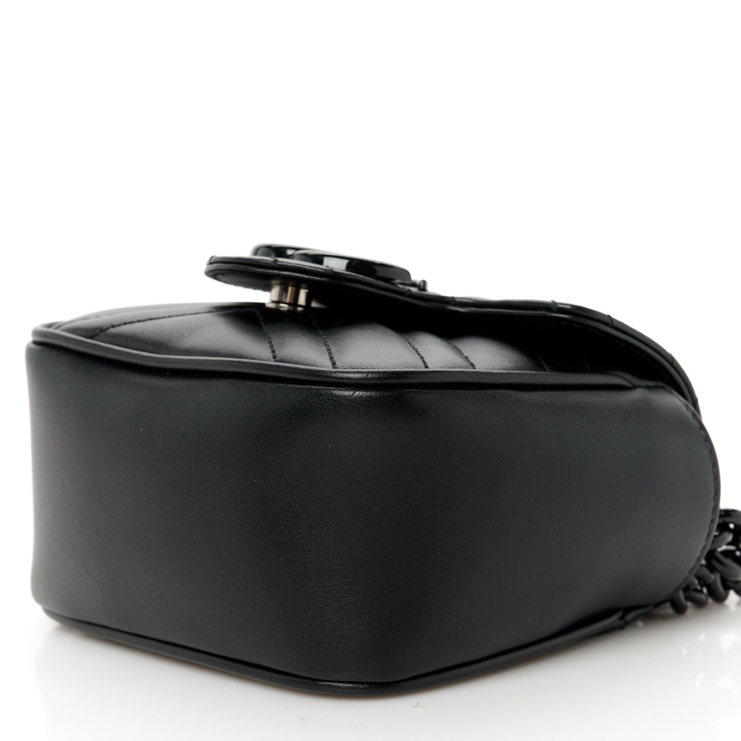 Calfskin Matelasse Monochrome GG Marmont Chain Mini Belt Bag Black