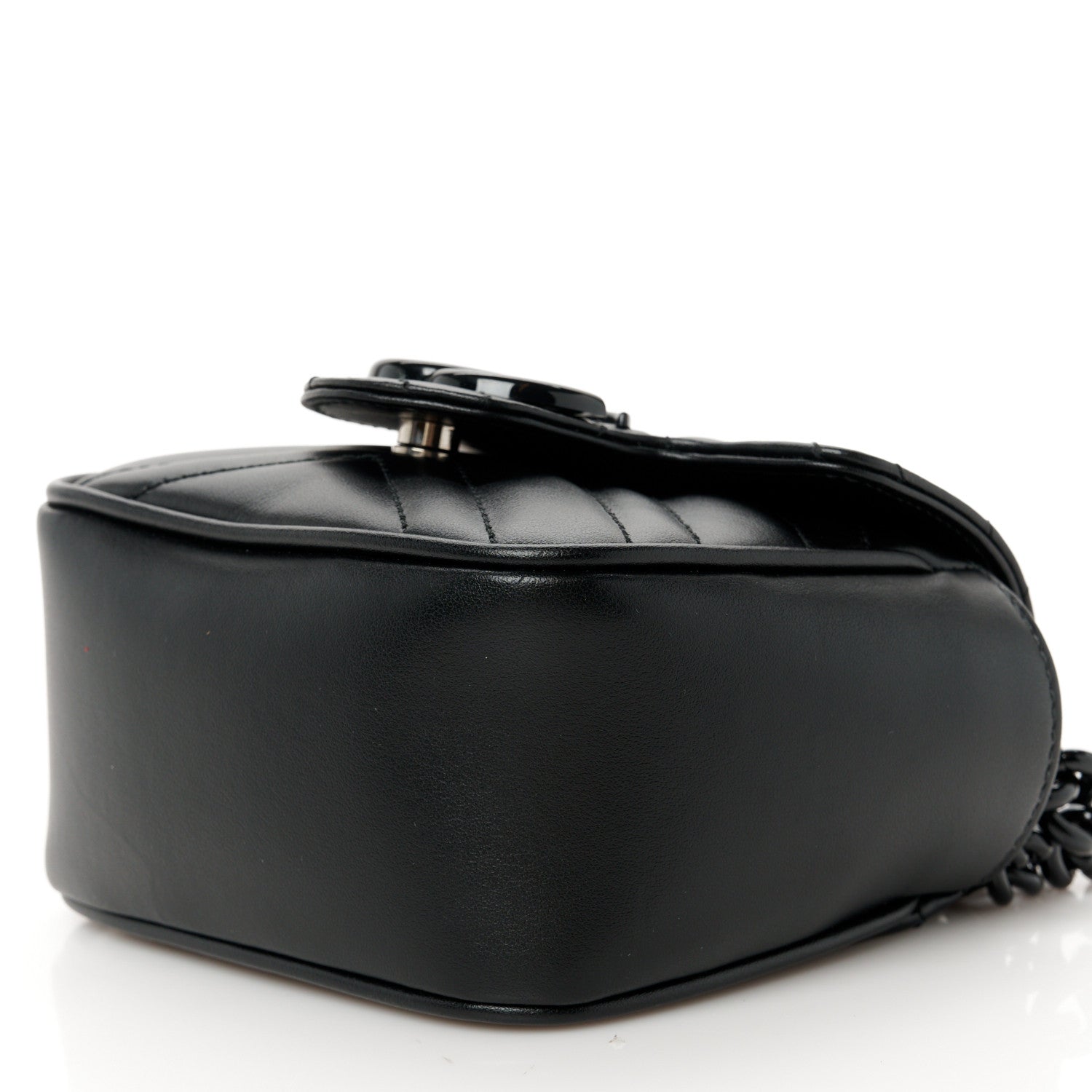 Gucci Calfskin Matelasse Monochrome GG Marmont Chain Mini Belt Bag Black 10 of 11