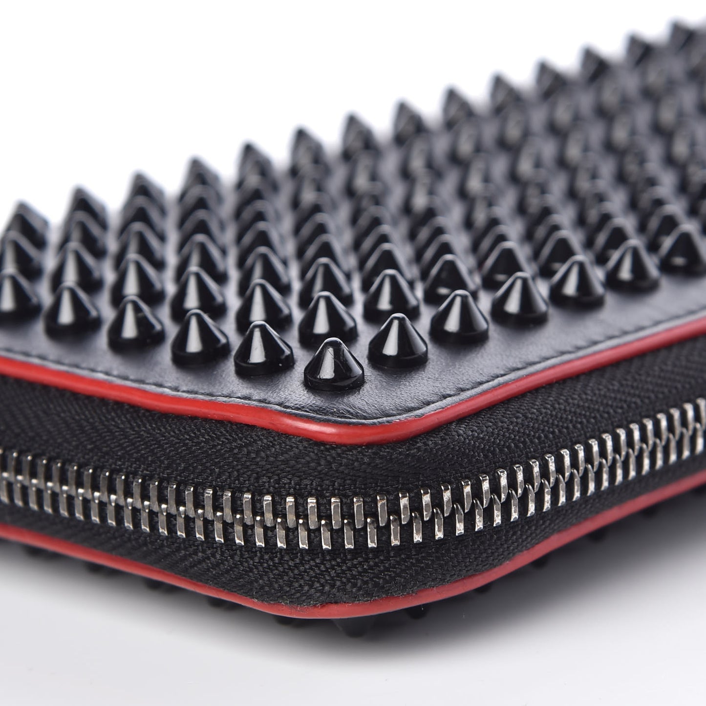 Calfskin Panettone Spiked Zip Around Wallet Black